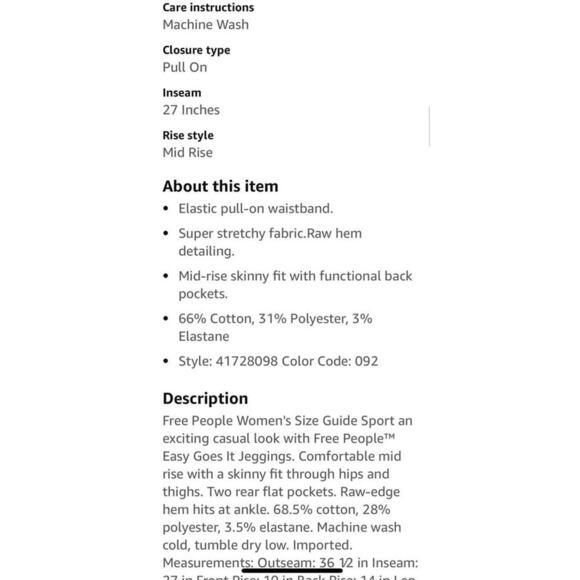 Free People High Rise Skinny Jean jegging blue size 27 cropped frayed hem - Picture 7 of 8